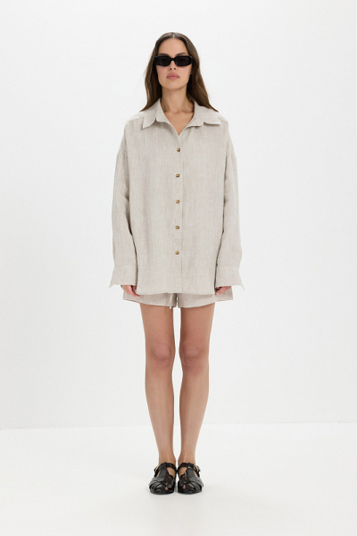 Рубашка лен ABDA, цвет: бежевый, 412609303502 купить онлайн