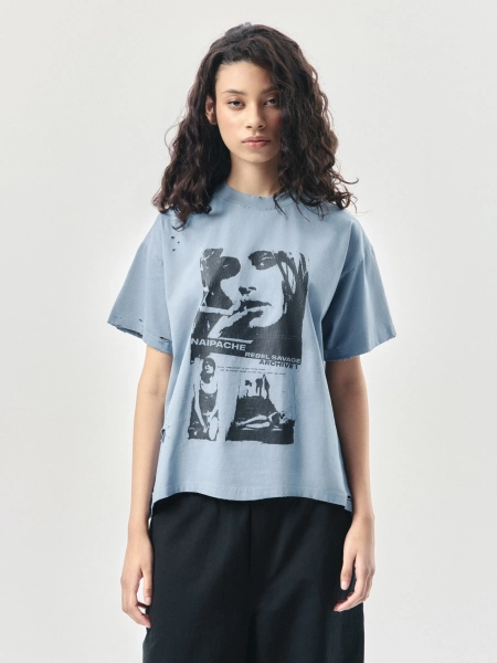Футболка с принтом NAIPACHE, цвет: синий, 2611004200 купить онлайн