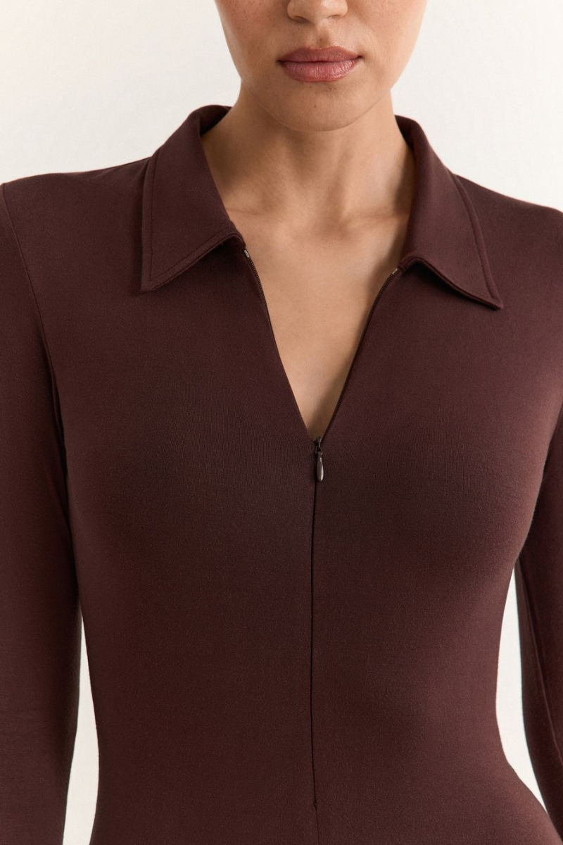 Боди из смесовой вискозы TOPTOP, цвет: коричневый, TT.022.17927.700 купить онлайн