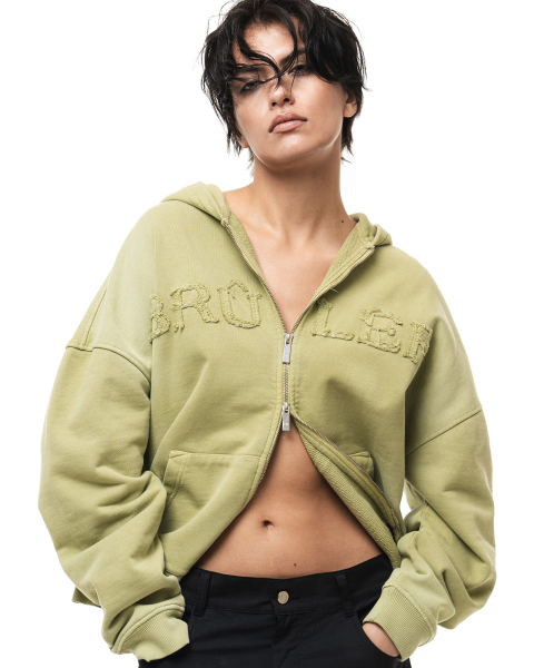 Зип-худи Zip-hoodie «Liberté d’expression» Brûler d'Amour, цвет: Lime,  со скидкой купить онлайн