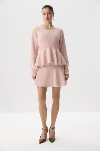 Джемпер вязаный с баской из шерсти-альпака Charmstore, цвет: розовый, 303-444108-221 купить онлайн