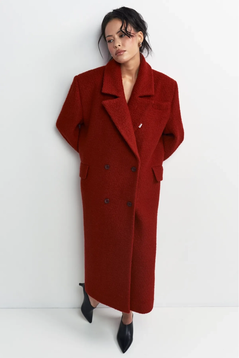 Пальто-макси из вареной шерсти Насыщенный красный Erist store, цвет: красный, НФ-00003235 купить онлайн