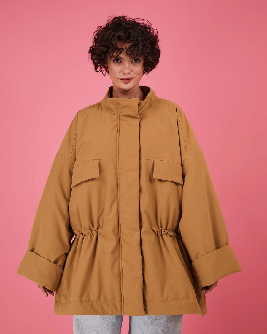 Куртка демисезонная с кулиской TABOO, цвет: горчица, KS05 купить онлайн