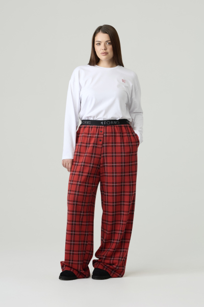 Брюки в клетку удлиненные 4forms, цвет: красный, 00020029 купить онлайн