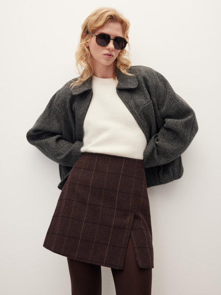 Юбка мини в клетку Chaika, цвет: коричневый, AW25SK01-145 купить онлайн