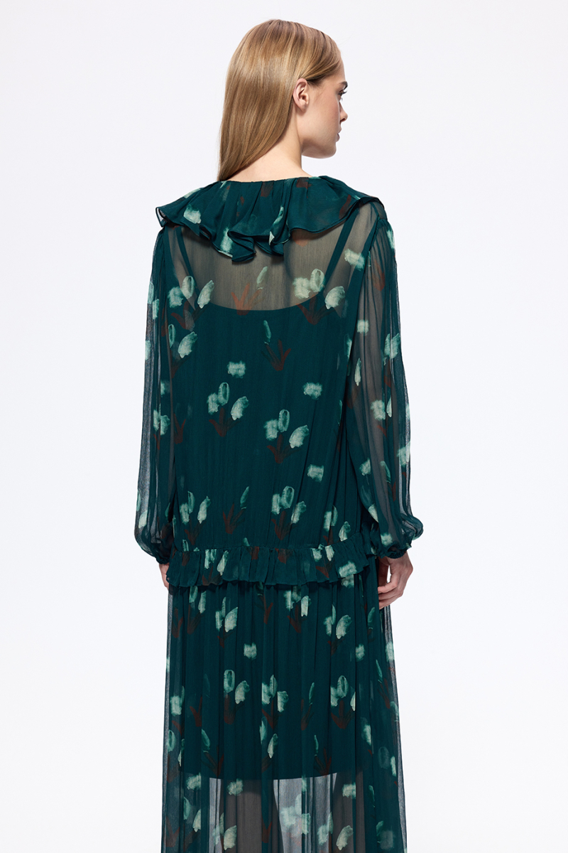 Платье из шифона с принтом DREAMS BY ALENA AKHMADULLINA, цвет: зеленый,  купить онлайн