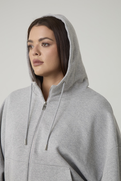 Худи на молнии из футера с капюшоном 4forms, цвет: серый меланж, 65480 купить онлайн