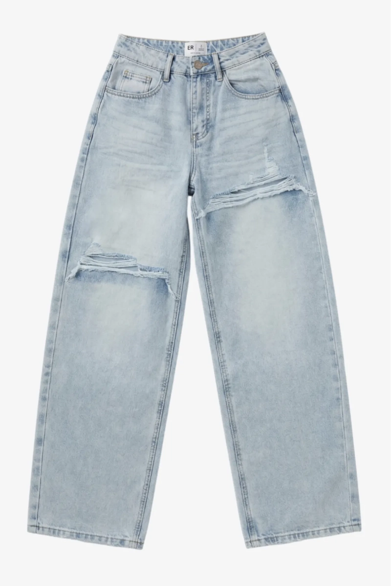 Джинсы свободные с имитацией разрезов Erist store, цвет: голубой, НФ-00003368 купить онлайн
