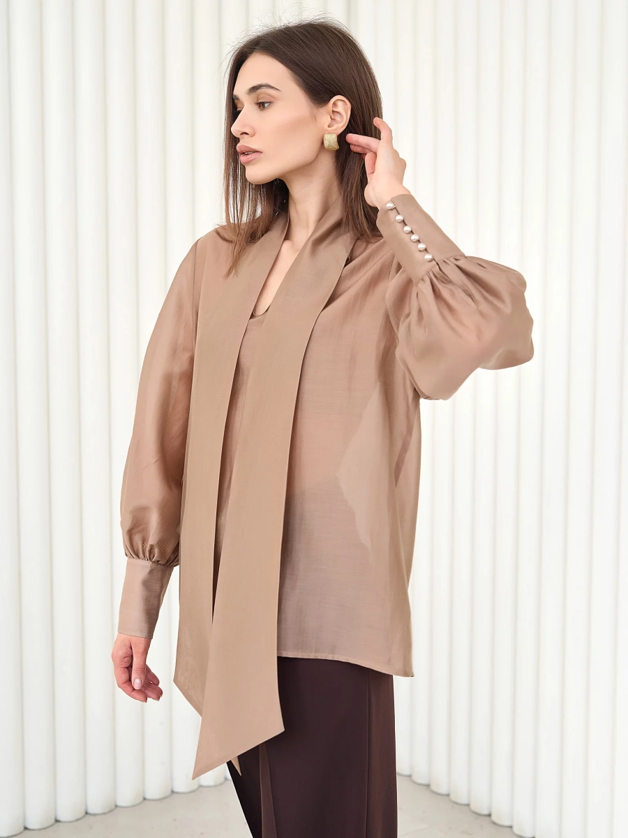 Блуза воздушная с бантом I.B.W., цвет: карамель, BL031 купить онлайн