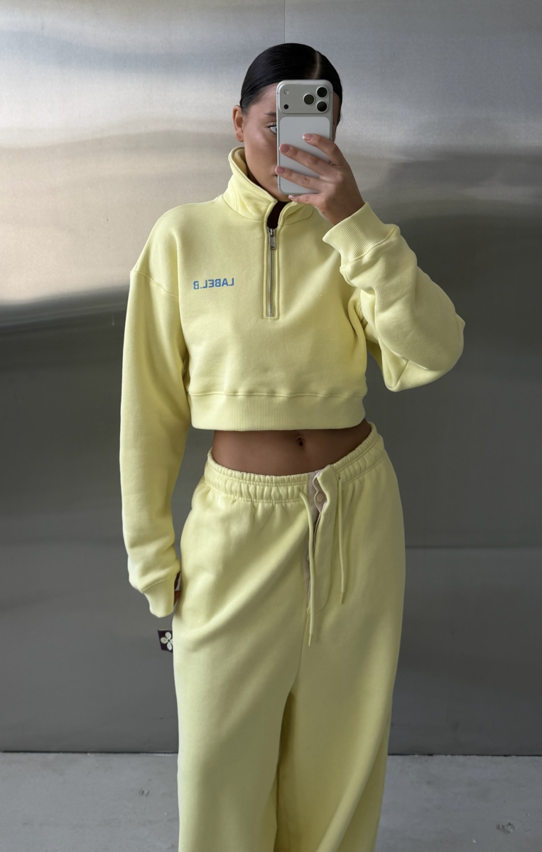 Свитшот поло укороченный Label .B, цвет: Светло-желтый,  купить онлайн