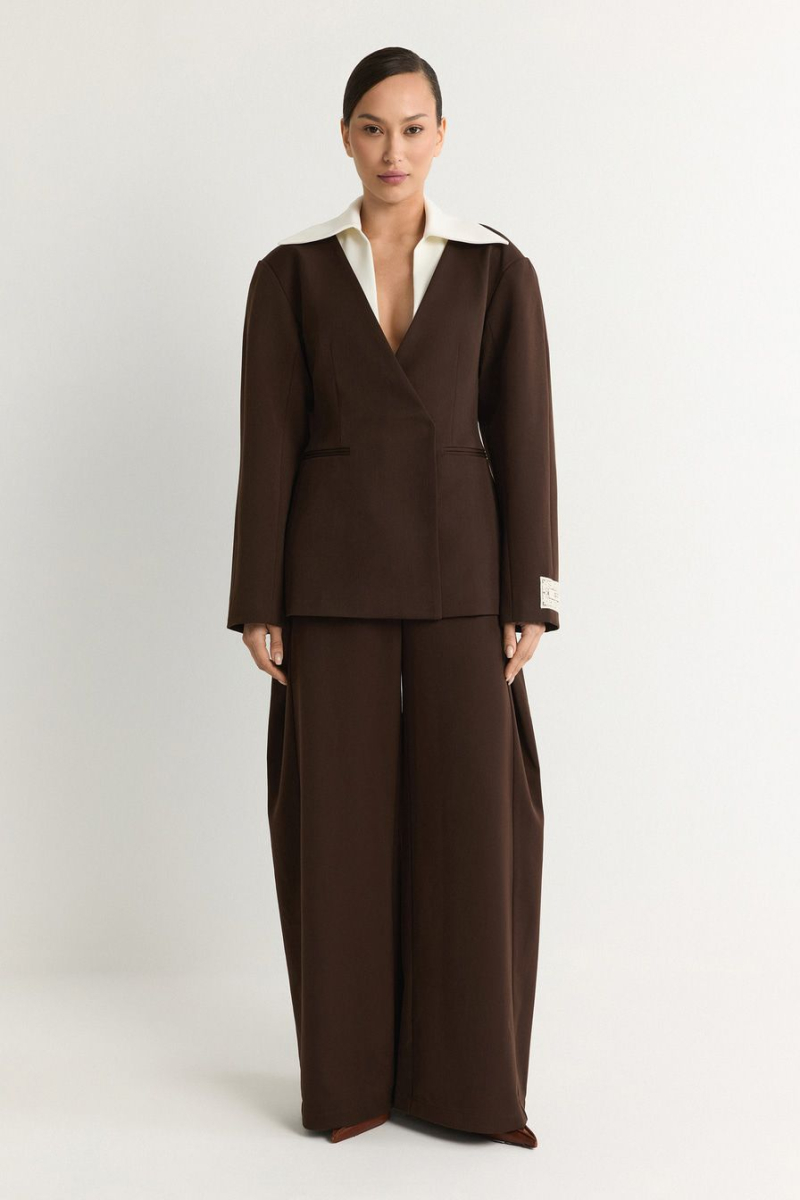 Жакет с контрастным воротником TOPTOP, цвет: коричневый, TT.060.19435.700 купить онлайн