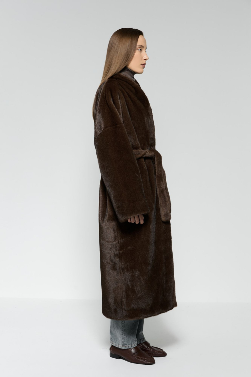 Пальто меховое AROUND, цвет: коричневый, 210_71P01 купить онлайн