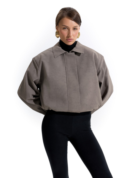 Бомбер из замшевой ткани