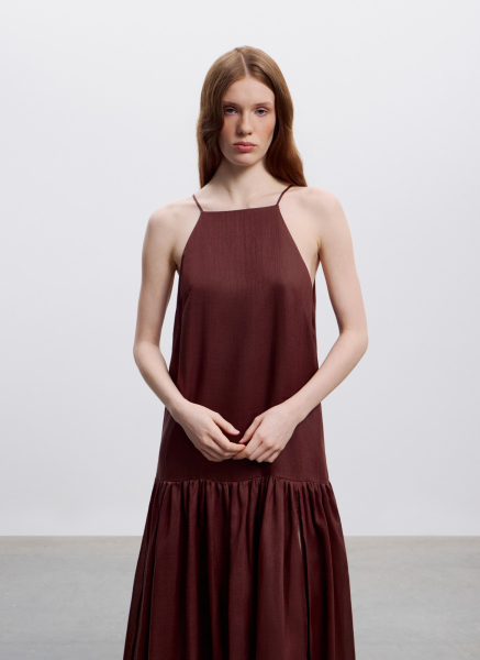 Сарафан макси из крапивы ALL WE NEED, цвет: коричневый, 2604W14125-19 купить онлайн