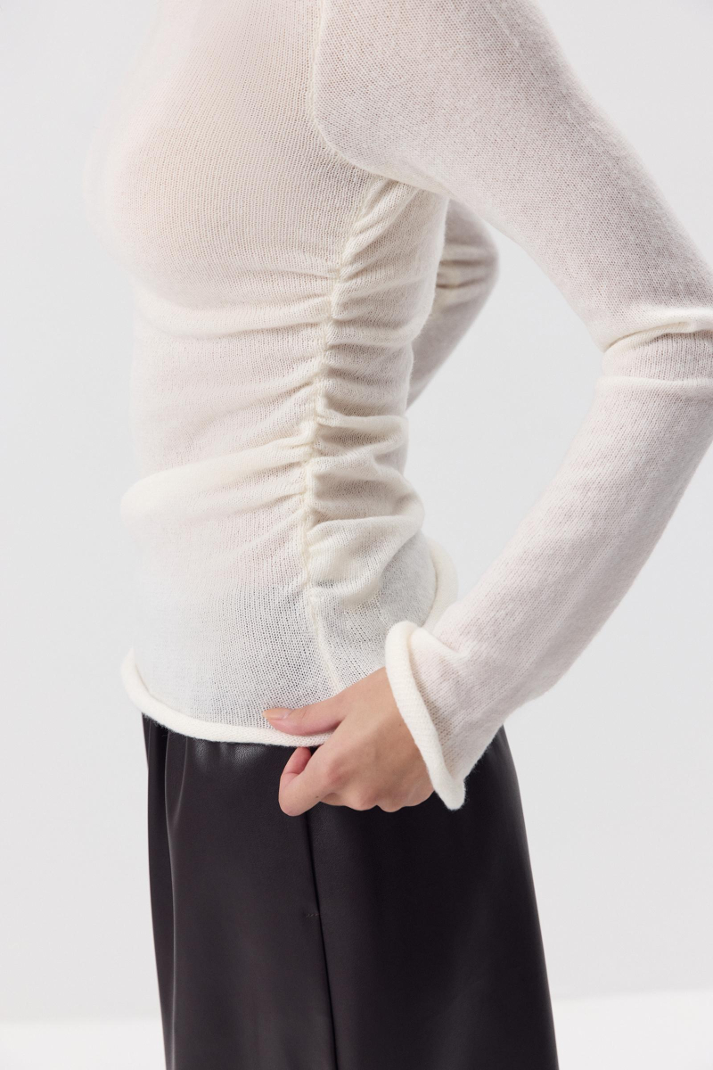 Лонгслив вязаный со сборкой Charmstore, цвет: молочный, 313-43785-111 купить онлайн