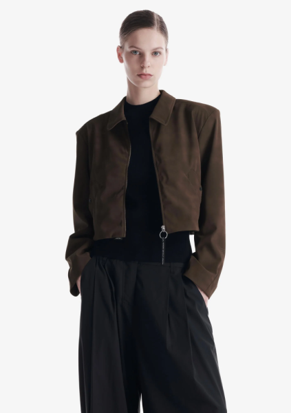 Укороченная куртка из экозамши