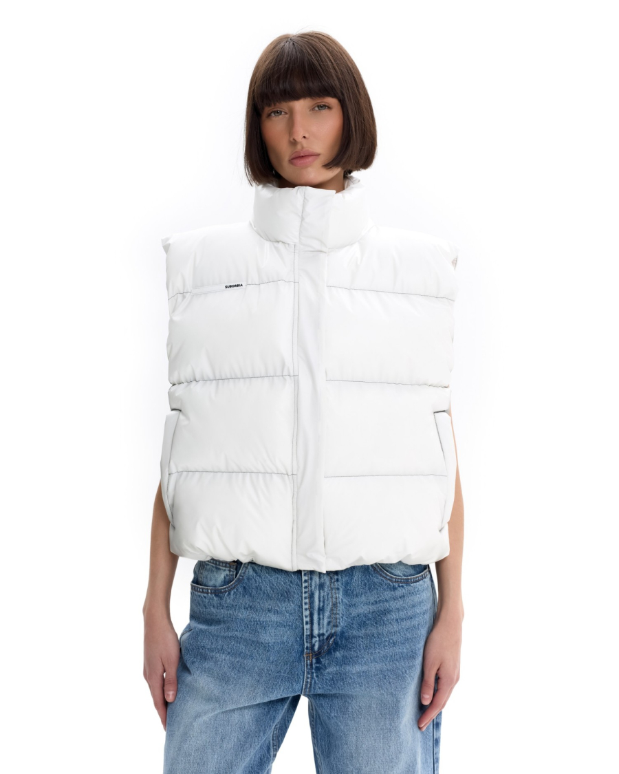 Жилет базовый мини с эффектом термохрома Suborbia, цвет: серо-белый, 006982 купить онлайн
