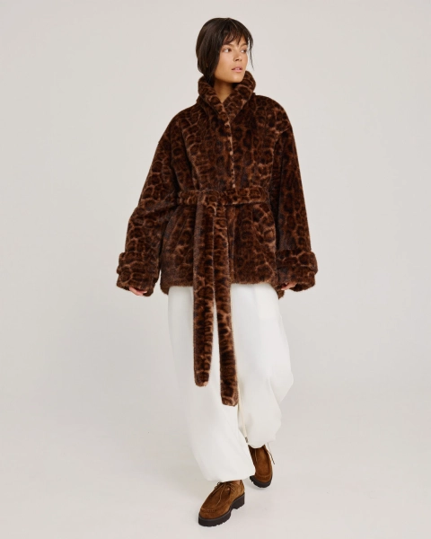 Пальто меховое LEOPARD Anmuse, цвет: разноцветный, FUR25W184-LEO купить онлайн