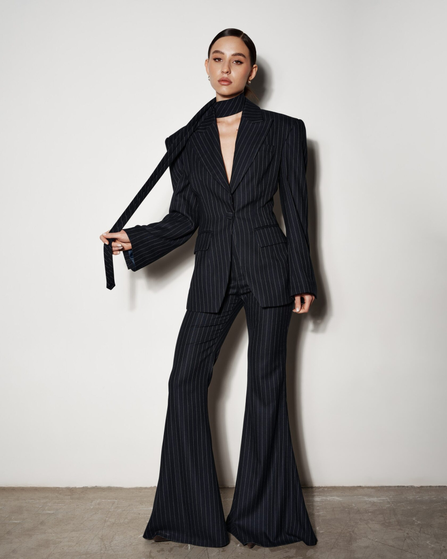 Брюки классические в полоску YONSRU, цвет: синий, YO-725 купить онлайн