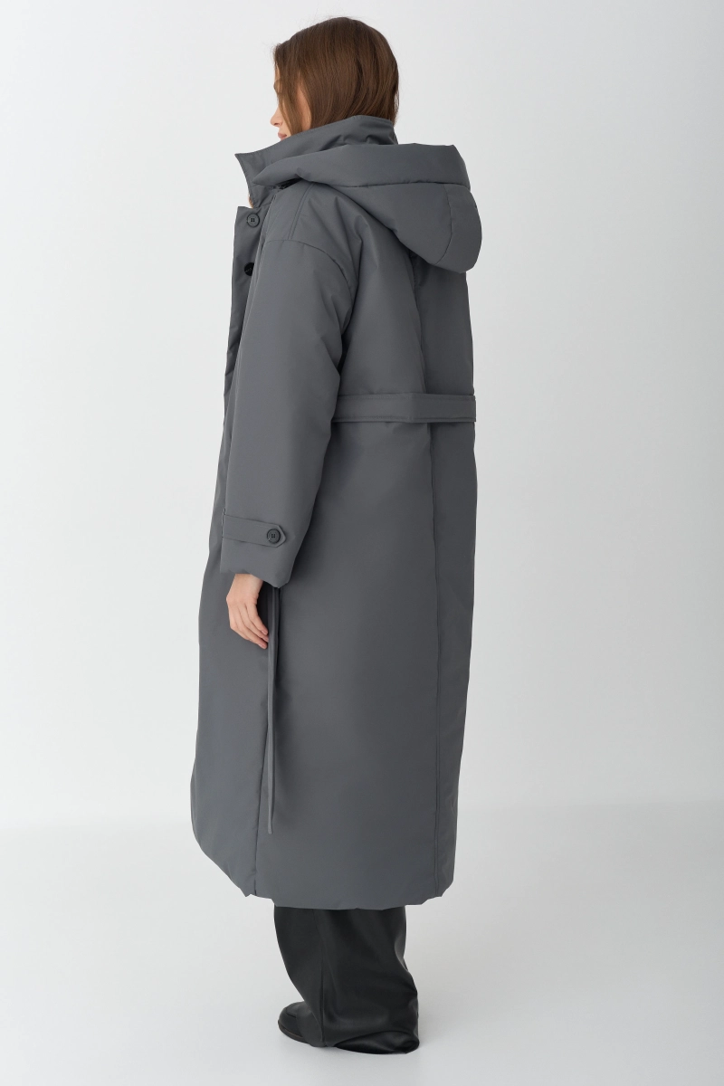 Пальто однобортное утепленное Ricoco, цвет: графитовый, 7012/3 купить онлайн