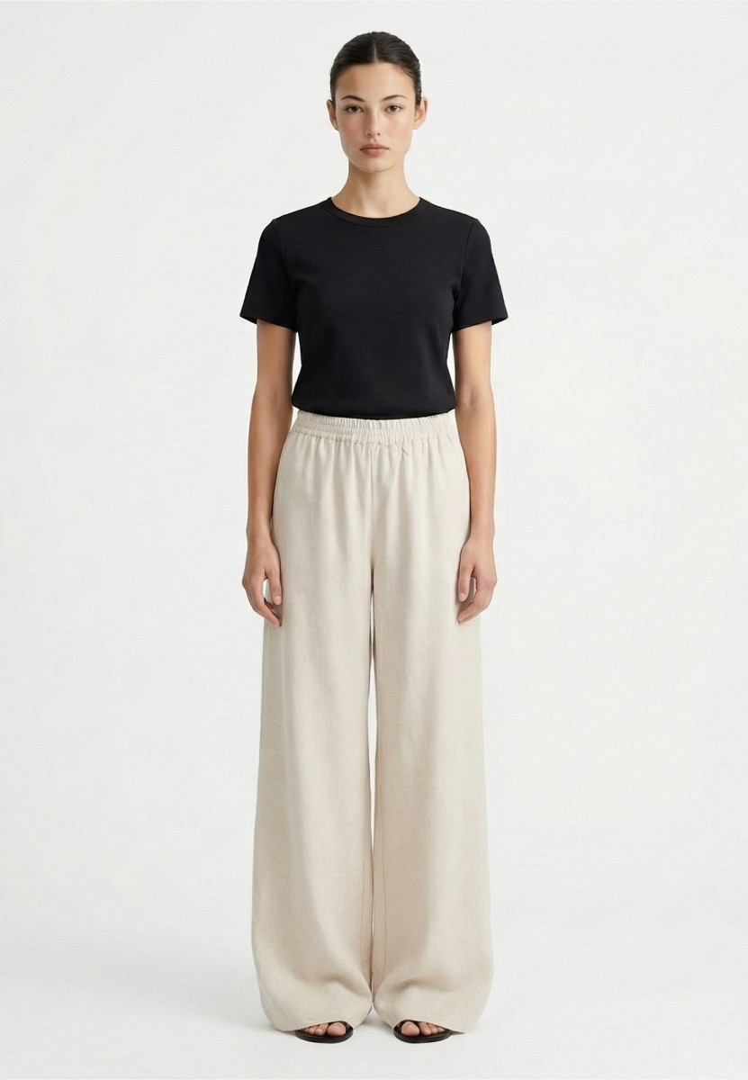 Брюки на резинке изо льна REFERT, цвет: молочный, 09-3806/1-2511 купить онлайн