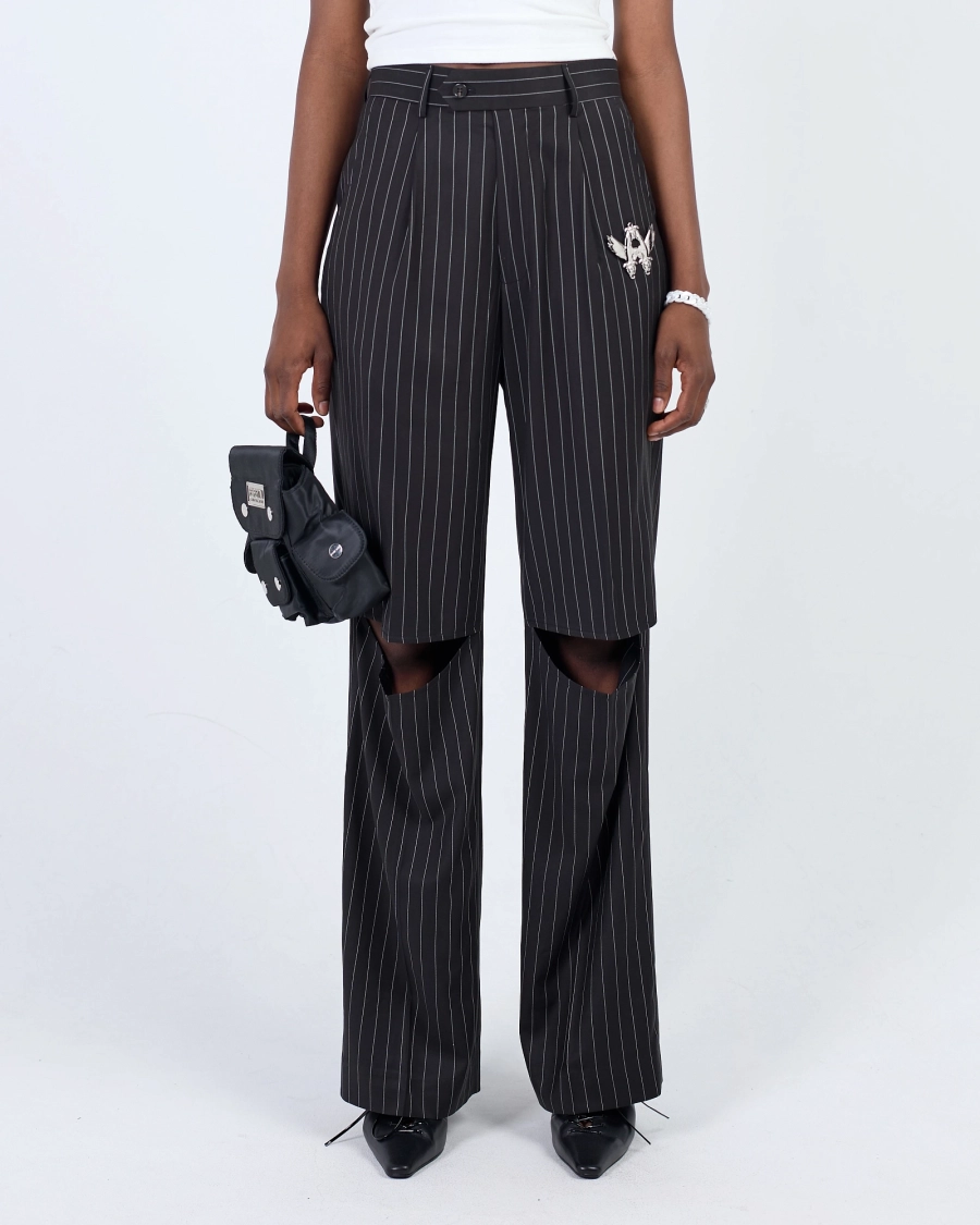 Брюки CL71 stripes с разрезами black women