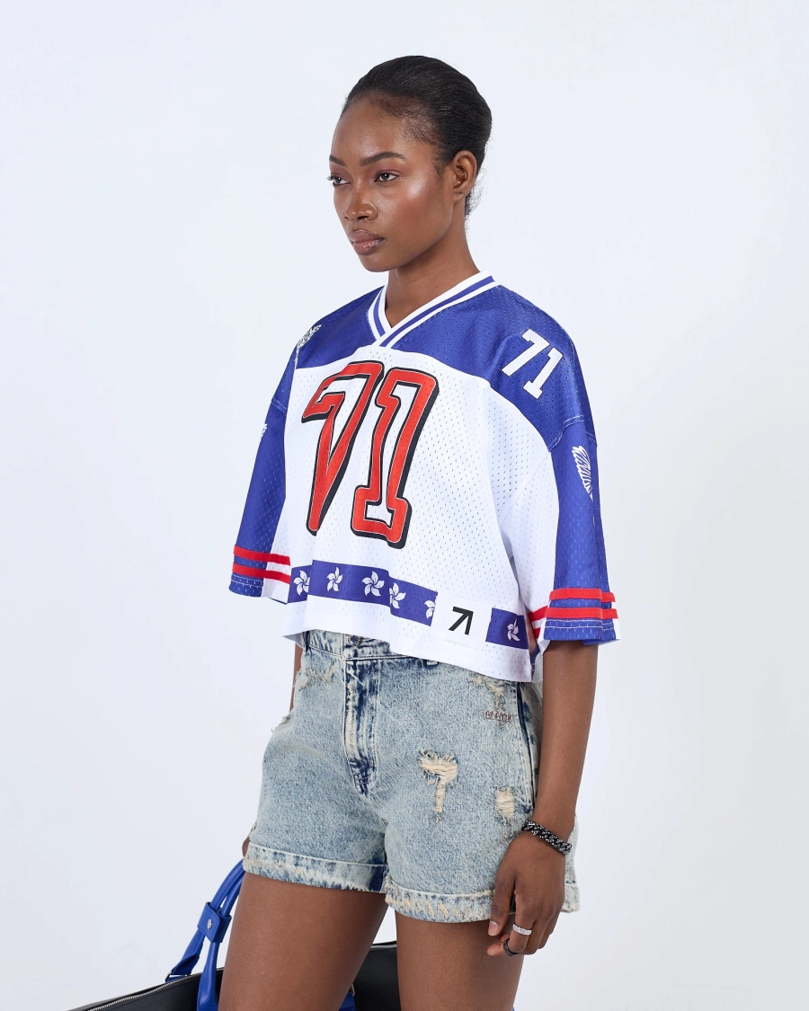 Футболка укороченная Джерси 71 ASIA ST 71, цвет: синий, Ast71.tt-jersey71-blue-crop купить онлайн