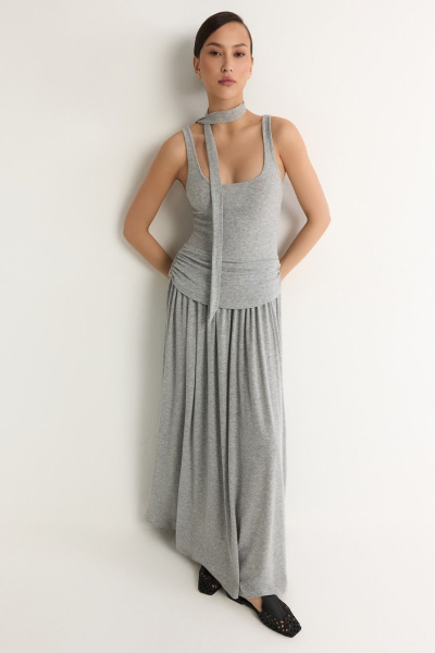 Платье с декоративными сборками TOPTOP, цвет: серый меланж, TT.012.19262.820 купить онлайн