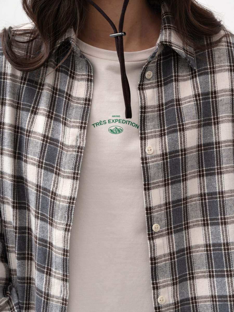 Рубашка в клетку TRES, цвет: бежевый, НФ-00002421 купить онлайн