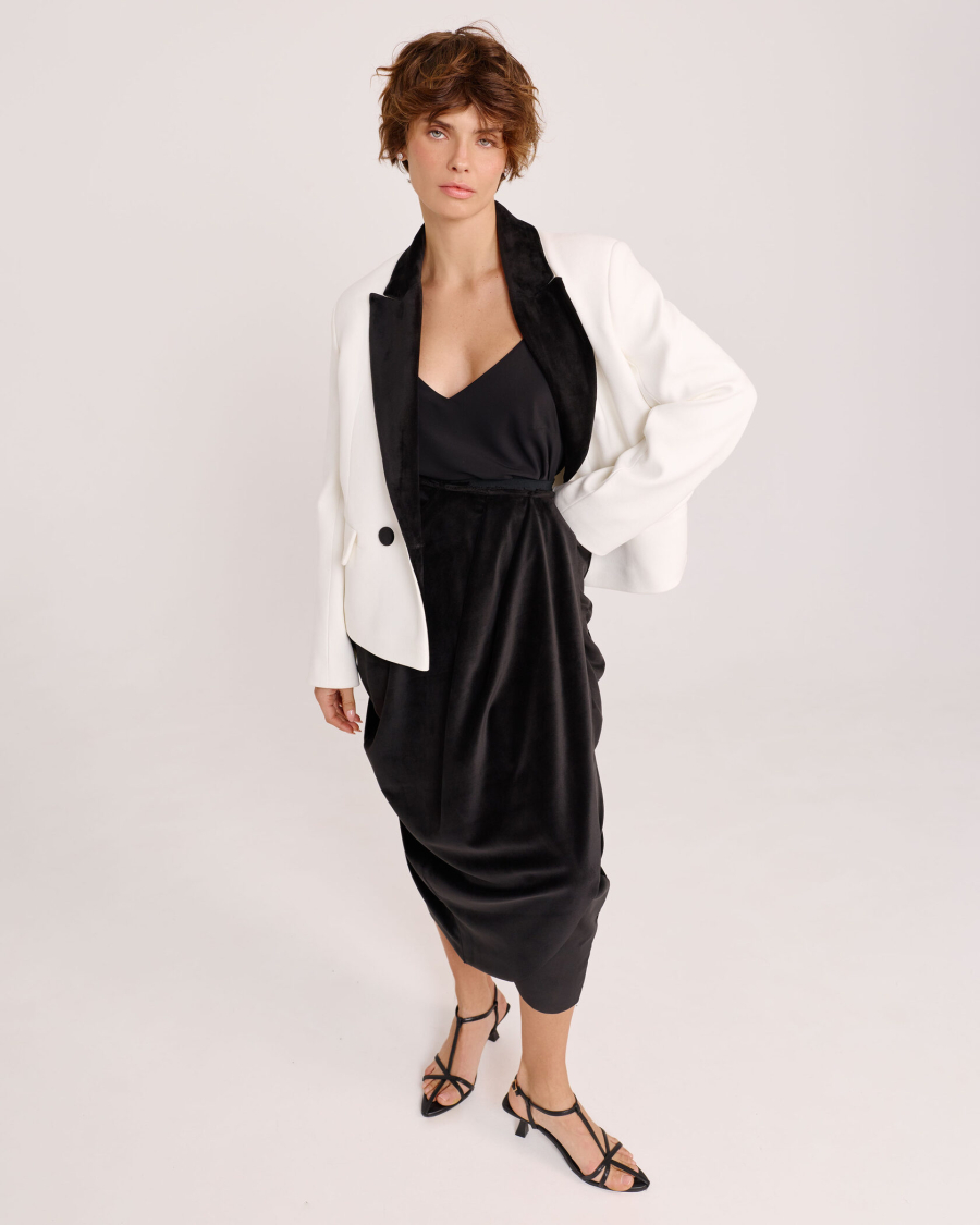 Юбка миди из бархата BLACK Anmuse, цвет: Черный, SKT25W212-BLC купить онлайн