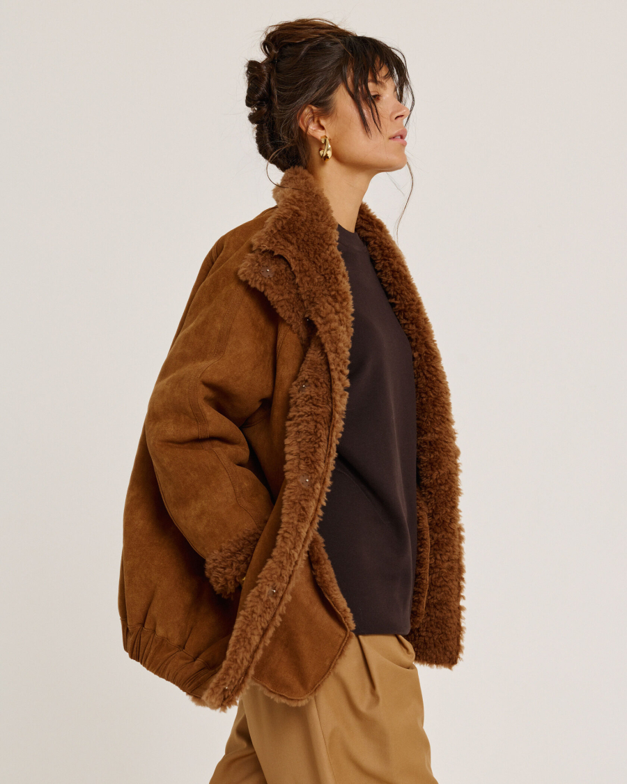 Бомбер из мериноса BROWN Anmuse, цвет: коричневый, 1525AZ BROWN купить онлайн