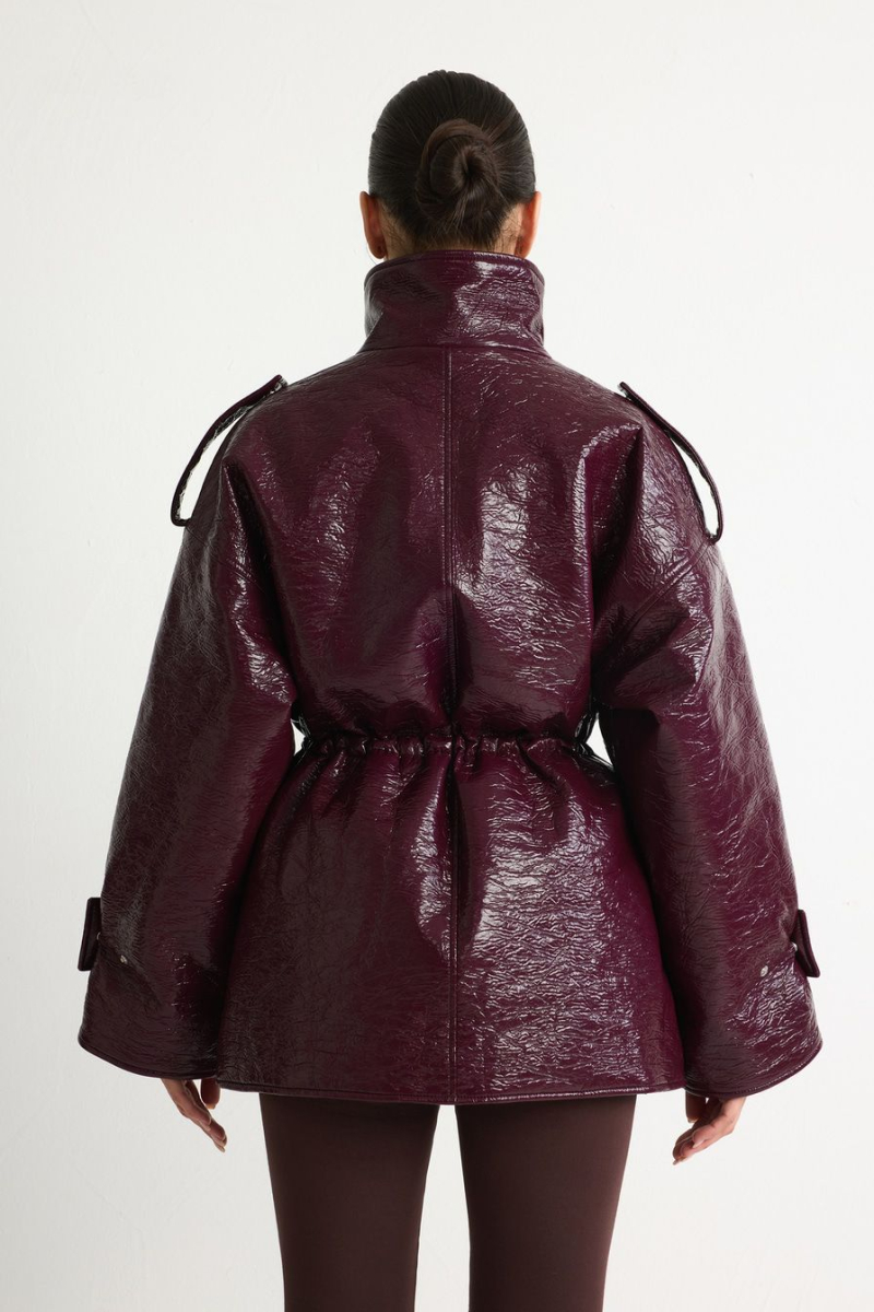 Парка из лаковой экокожи TOPTOP, цвет: Бордовый, TTS.045.18555.330 купить онлайн
