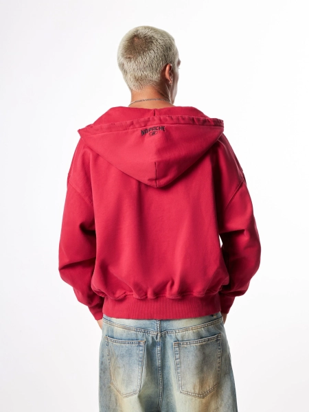 Худи Vintage waves zip hoodie U NAIPACHE, цвет: красный,  купить онлайн