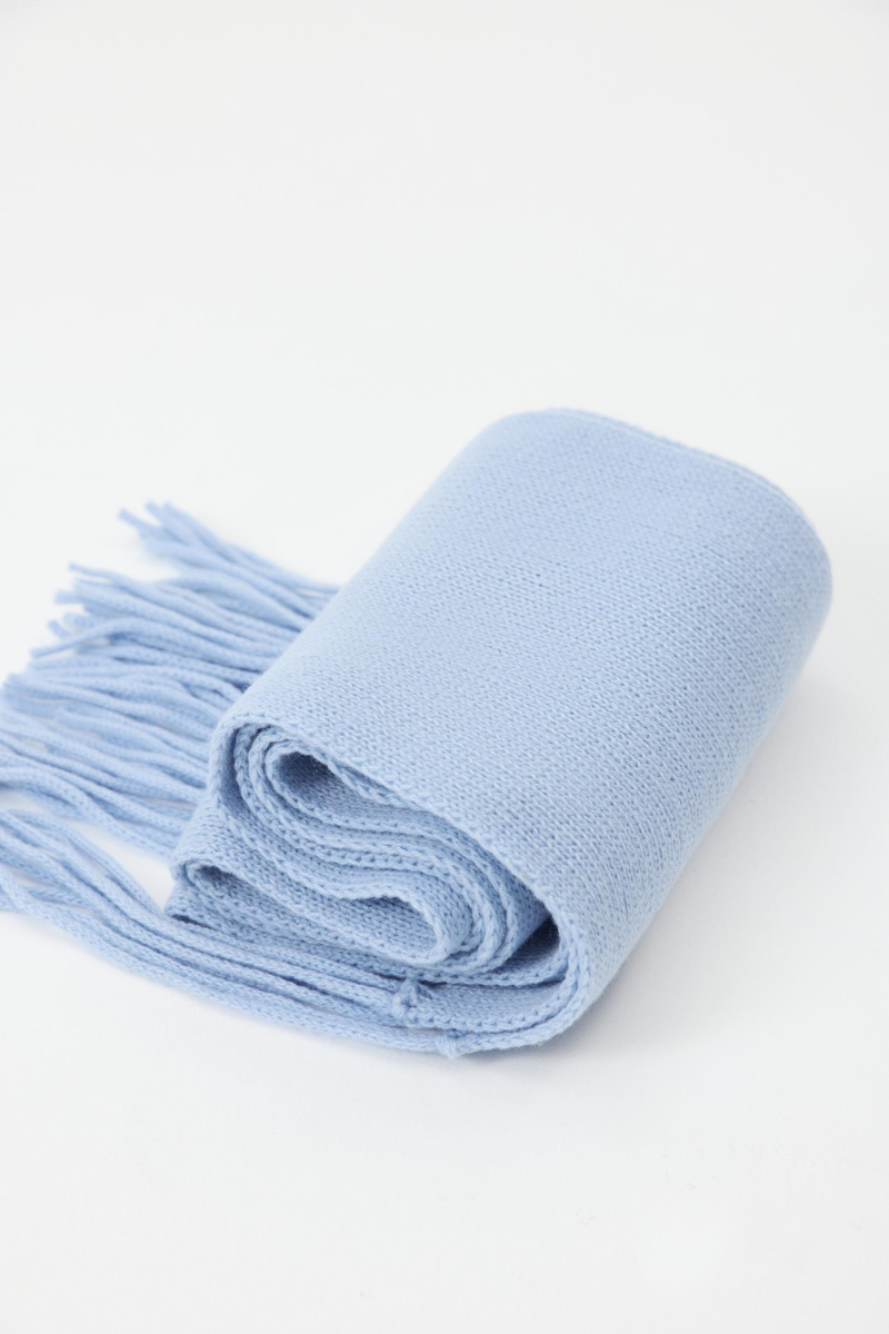 Шарф из шерсти мериноса с бахромой Charmstore, цвет: голубой 609-45198-668 купить онлайн