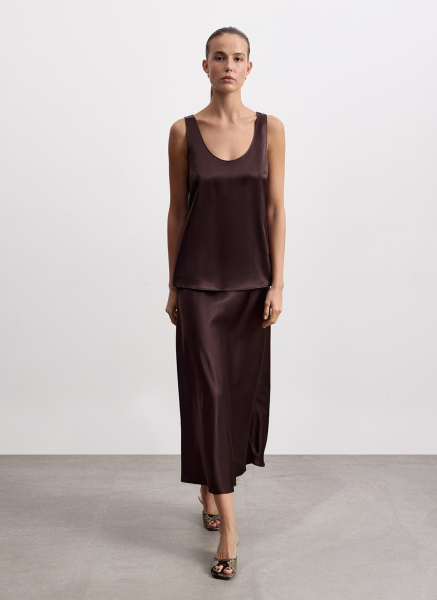 Топ из шелка ALL WE NEED, цвет: коричневый, 2603W1129P-19 купить онлайн