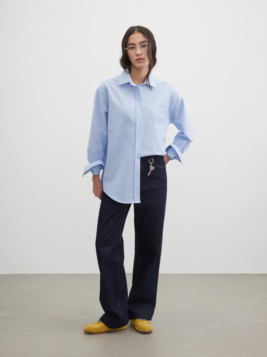 Рубашка однотонная с вышивкой Chaika, цвет: голубой, SS26BL04-23 купить онлайн