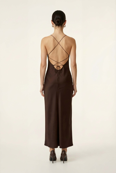 Платье комбинация с открытой спиной из атласа REFERT, цвет: коричневый, 08-2897/3-2511 купить онлайн