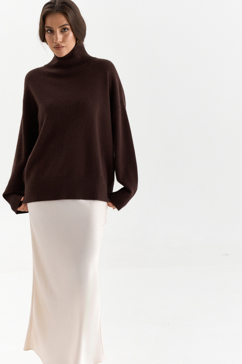 Свитер с широкими рукавами с ангорой Ricoco, цвет: горький шоколад, 5032/4 купить онлайн