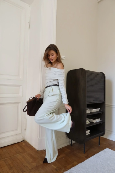 Кофта из фактурного трикотажа с открытыми плечами VELVET, цвет: фисташка, 00-00004823 купить онлайн
