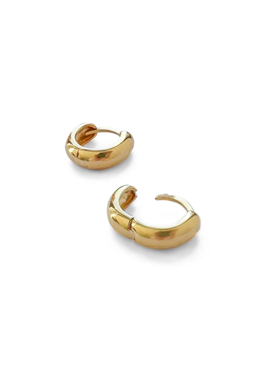 Серебряные серьги-хупы как бублик gold, 15 мм