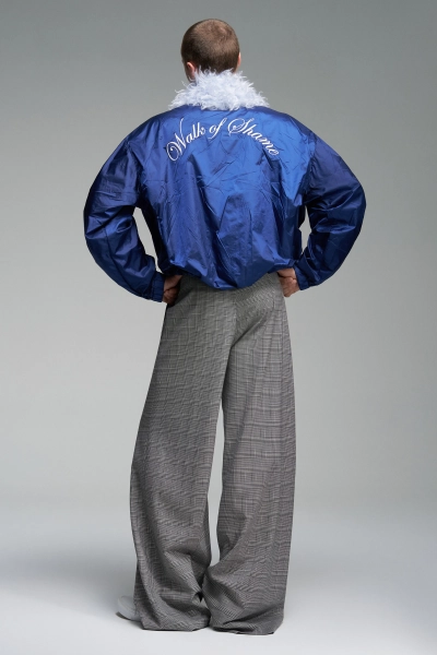 Бомбер из нейлона с вышивкой WALK OF SHAME, цвет: синий, MC026/FW2526 купить онлайн