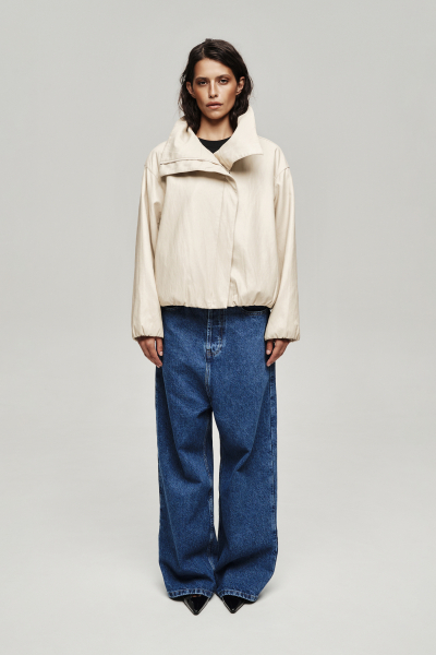 Куртка с высоким горлом из экокожи Label .B, цвет: молочный, Jc.53.5.CH.WH купить онлайн
