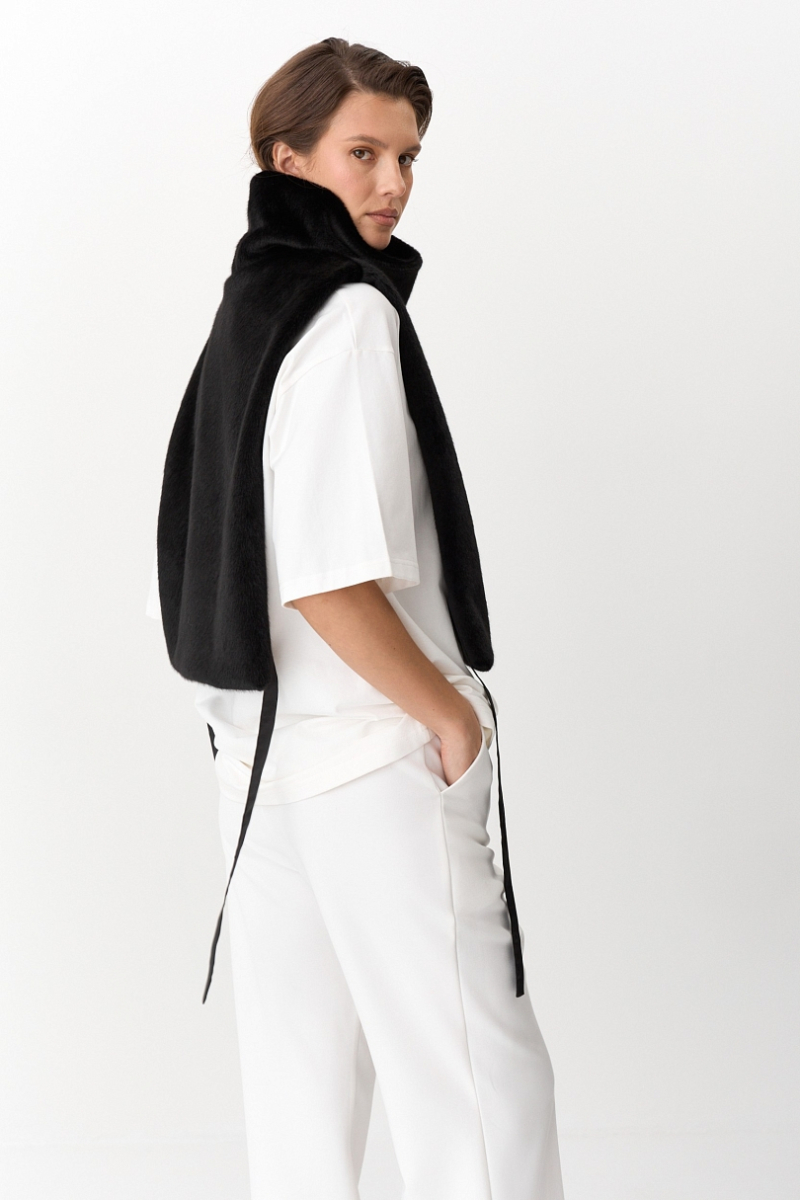 Манишка из искусcтвенного меха Ricoco, цвет: Черный 4097/1 купить онлайн