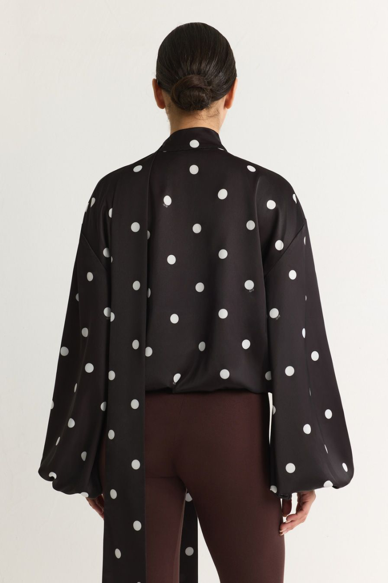 Блуза с принтом «горох» TOPTOP, цвет: черный с принтом, TT.020.18396.901 купить онлайн