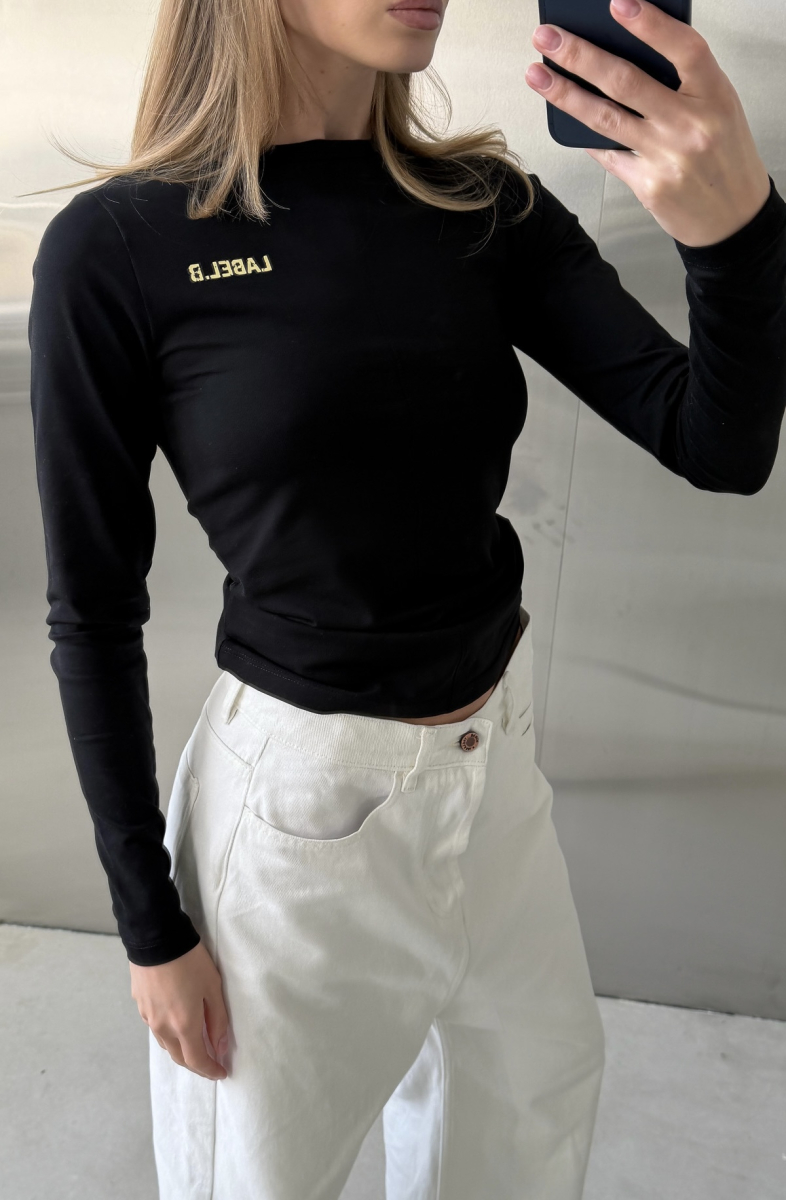 Лонгслив слим-фит Label .B, цвет: Черный,  купить онлайн