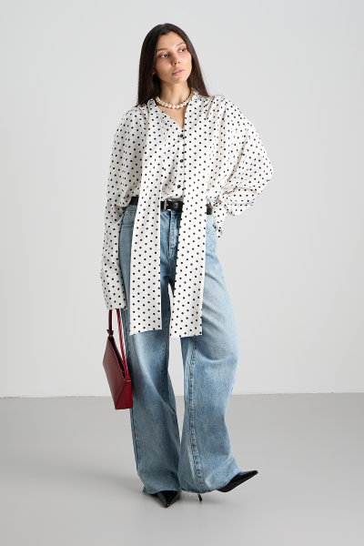 Блуза MIA AIM, цвет: белый в горох MIA705/O |трендовая новинка купить онлайн