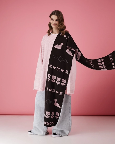 Двухсторонний шарф коричнево-розовый TABOO, цвет: розовый Scarf03 купить онлайн