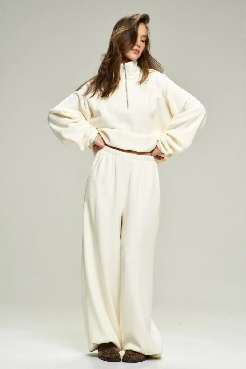 Брюки из плюша с начесом Milk Erist store, цвет: молочный, НФ-00002861 купить онлайн