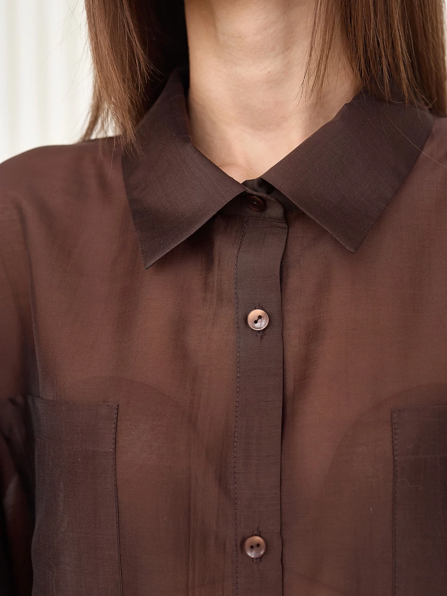 Блуза-рубашка воздушная I.B.W., цвет: шоколад, BL030 купить онлайн