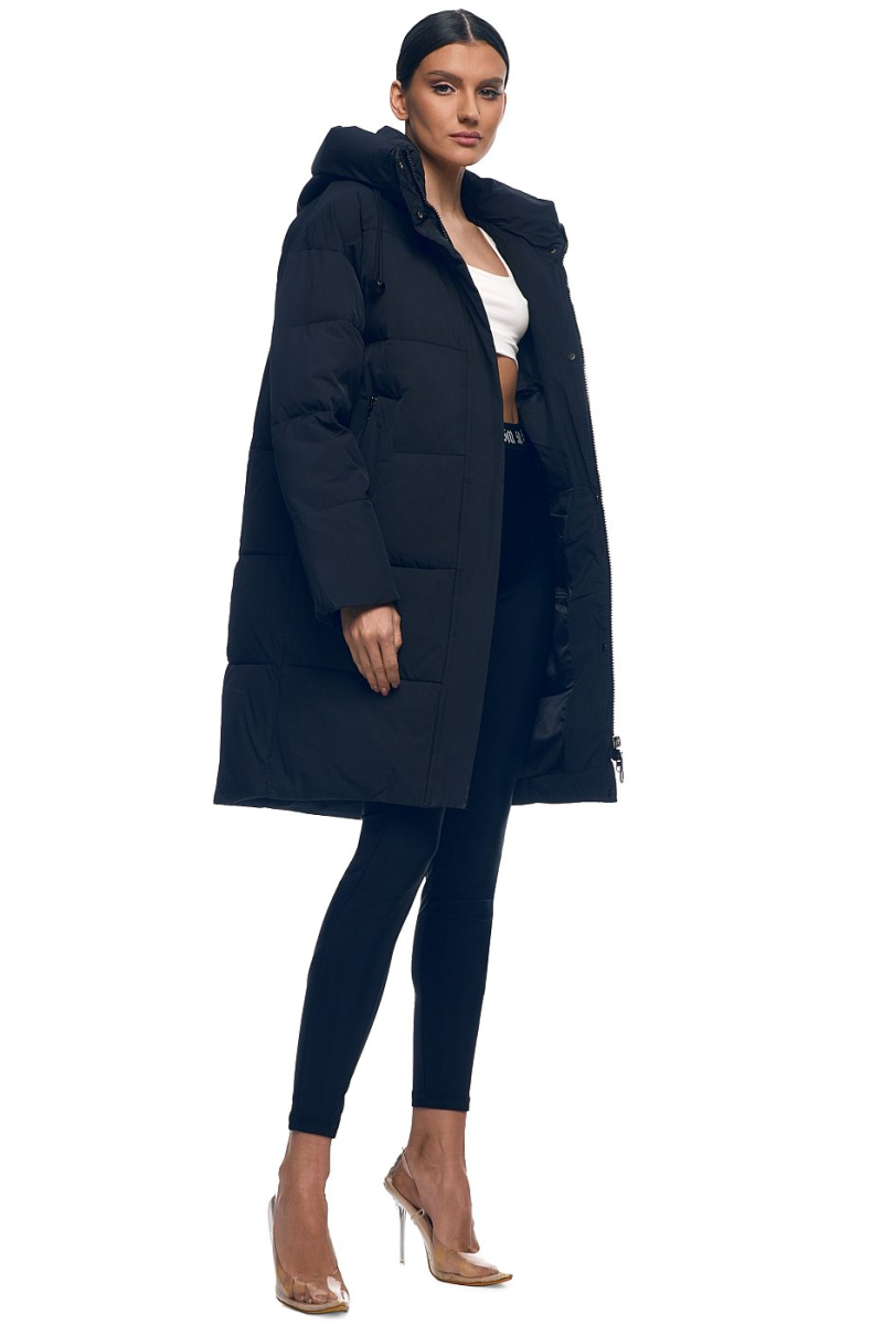 Пуховик удлинённый с капюшоном SODAMODA, цвет: Черный, 15911 купить онлайн